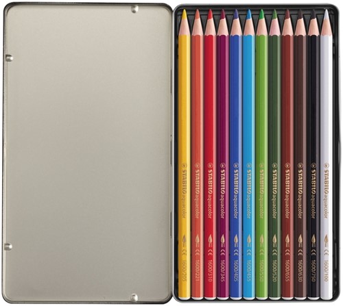 KLEURPOTLODEN STABILO 1612 AQUACOLOR ASSORTI BLIK À 12 STUKS-3