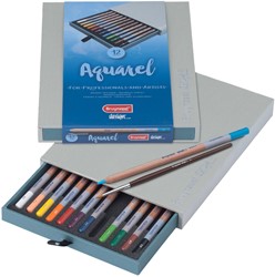 KLEURPOTLODEN BRUYNZEEL DESIGN MET LUXE BEWAARDOOS AQUAREL ASS 12ST