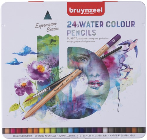 KLEURPOTLODEN BRUYNZEEL EXPRESSION AQUAREL ASSORTI BLIK À 24 STUKS