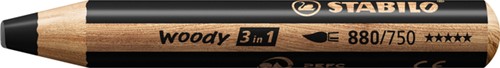 KLEURPOTLODEN STABILO 880 WOODY 3 IN 1 MULTITALENT ZWART