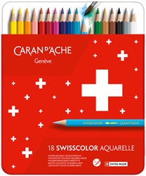 KLEURPOTLODEN CARAN D'ACHE SWISSCOLOR AQUAREL 18 STUKS ASSORTI