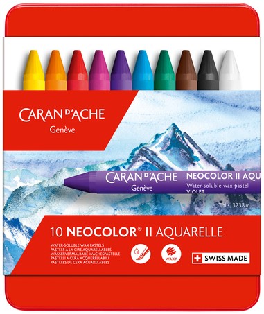 WASKRIJT CARAN D'ACHE NEOCOLOR-II 10 STUKS ASSORTI