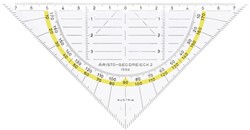 GEODRIEHOEK ARISTO 1552 160MM TRANSPARANT MET GELE RAND