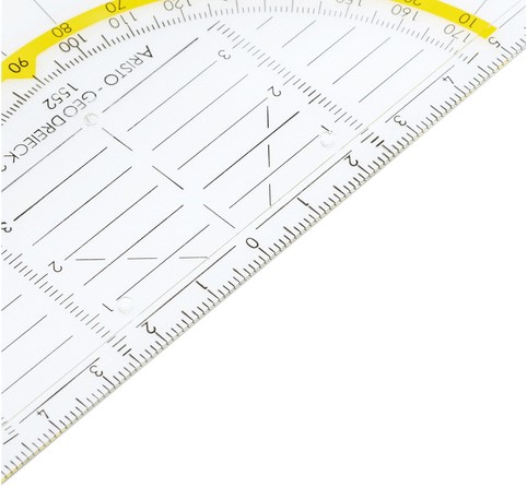 GEODRIEHOEK ARISTO 1552 160MM TRANSPARANT MET GELE RAND-3