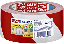 WAARSCHUWINGS- EN MARKERINGSTAPE TESA® SIGNAL UNIVERSAL 66MX50MM ROOD/WIT