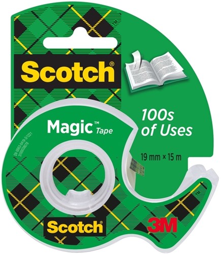PLAKBAND SCOTCH MAGIC 810 19MMX15M ONZICHTBAAR + PLAKBANDHOUDER