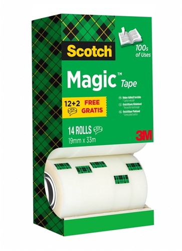 PLAKBAND SCOTCH MAGIC 810 19MMX33M ONZICHTBAAR MAT 12+2 GRATIS-2