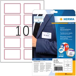 NAAMBADGE ETIKET HERMA 4405 80X50MM WIT/ROOD 200 STUKS