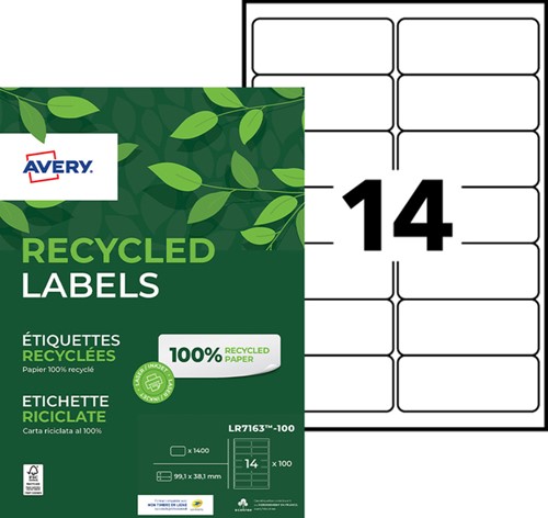 ETIKET AVERY LR7163-100 99.1X38.1MM RECYCLED WIT 1400 STUKS-2