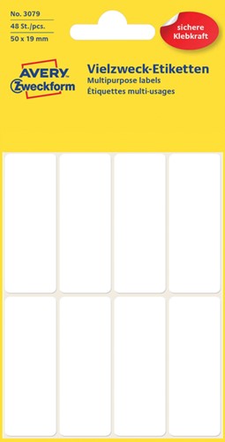 ETIKET AVERY 3079 50X19MM WIT 48 STUKS