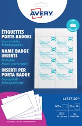 BADGEKAART AVERY L4727-20 54X90MM MICROPERFORATIE 20 VEL