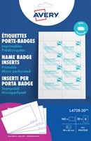 BADGEKAART AVERY L4728-20 60X90MM MICROPERFORATIE 20 VEL