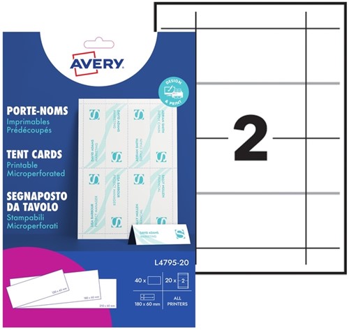 TAFELNAAMBORD AVERY L4795-20 180X60MM WIT 20 STUKS-2