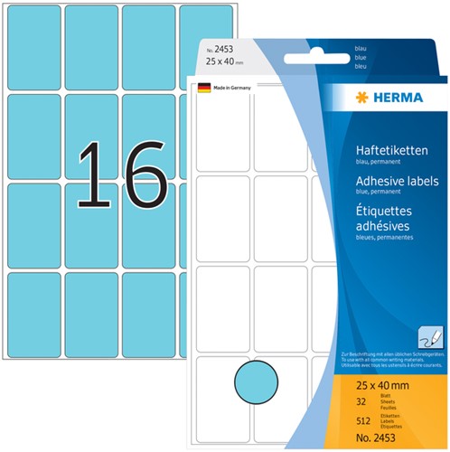 ETIKET HERMA 2453 25X40MM BLAUW 512 STUKS-2