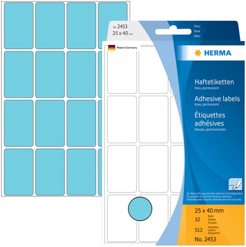 ETIKET HERMA 2453 25X40MM BLAUW 512 STUKS-3