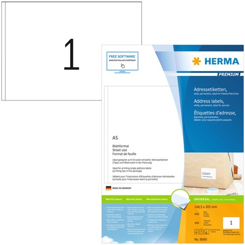 ETIKET HERMA 8690 148.5X205MM PREMIUM WIT 400 STUKS