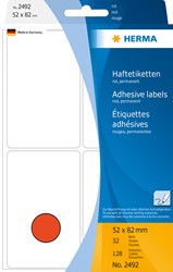 ETIKET HERMA 2492 52X82MM ROOD 128 STUKS