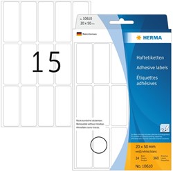 ETIKET HERMA 10610 20X50MM VERWIJDERBAAR WIT 360 STUKS