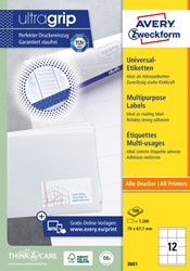 ETIKET AVERY 3661 70X67.7MM WIT 1200 STUKS