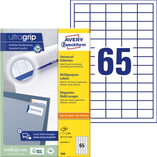 ETIKET AVERY 3666 38X21.2MM WIT 6500 STUKS-2