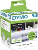 ETIKET DYMO LABELWRITER ADRESSERING 36X89MM 2 ROLLEN Á 260 STUKS WIT