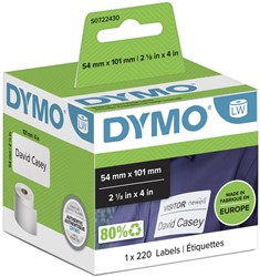 ETIKET DYMO LABELWRITER NAAMKAART 54X101MM 1 ROL Á 220 STUKS WIT