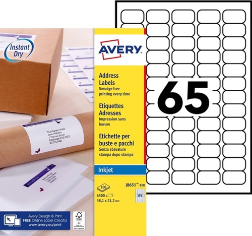 ETIKET AVERY J8651-100 38.1X21.2MM WIT 6500 STUKS-2