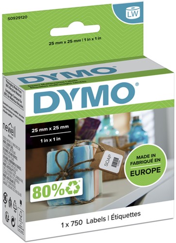 ETIKET DYMO LABELWRITER MULTIFUNCTIONEEL 25X25MM 1 ROL Á 750 STUKS WIT