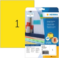 ETIKET HERMA 4421 210X297MM A4 VERWIJDERBAAR GEEL 20 STUKS