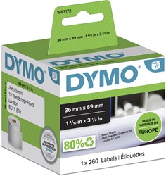 ETIKET DYMO LABELWRITER ADRESSERING 36X89MM 1 ROL Á 260 STUKS WIT