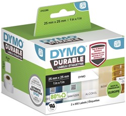 ETIKET DYMO LABELWRITER INDUSTRIEEL 25X25MM 2 ROLLEN Á 850 STUKS WIT