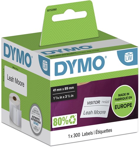 ETIKET DYMO LABELWRITER NAAMKAART 41X89MM 1 ROL Á 300 STUKS WIT