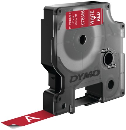 LABELTAPE DYMO LABELMANAGER D1 POLYESTER 12MM WIT OP ROOD-3