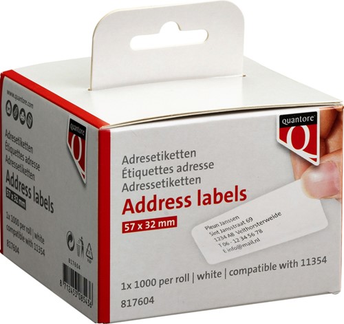 LABELETIKET QUANTORE 11354 57MMX32MM ADRES WIT 1000 STUKS-1