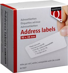 LABELETIKET QUANTORE DK-11208 38X90MM ADRES WIT 400 STUKS