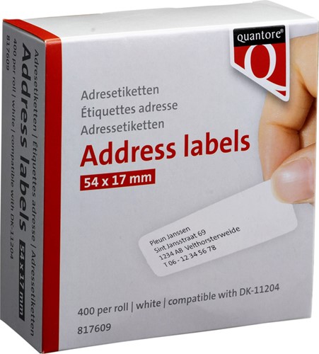 LABELETIKET QUANTORE DK-11204 17X54MM WIT 400 STUKS