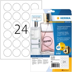 ETIKET HERMA 8023 40MM ROND TRANSPARANT 600 STUKS