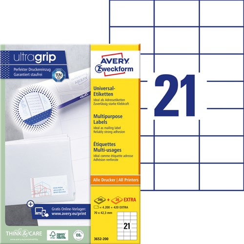 ETIKET AVERY 3652-200 70X42.3MM WIT 4200 STUKS-2