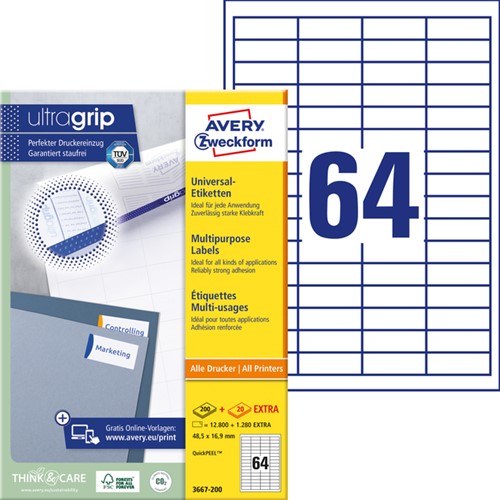 ETIKET AVERY 3667-200 48.5X16.9MM WIT 12800 STUKS-2
