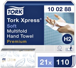 HANDDOEK TORK H2 XPRESS PREMIUM MULTIFOLD 2-LAAGS 212X340MM 21X110 VEL WIT 100288