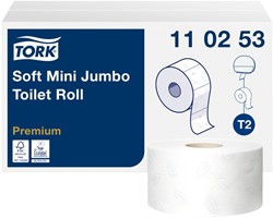 TOILETPAPIER TORK T2 PREMIUM JUMBO KLEIN 2-LAAGS 170M WIT 110253