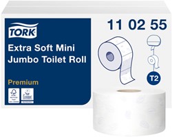 TOILETPAPIER TORK T2 PREMIUM JUMBO KLEIN 3-LAAGS 120M WIT 110255