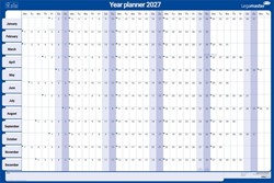 JAARPLANNER 2026 LEGAMASTER 90X60CM HORIZONTAAL GELAMINEERD EN OPROLBAAR ENGELSTALIG