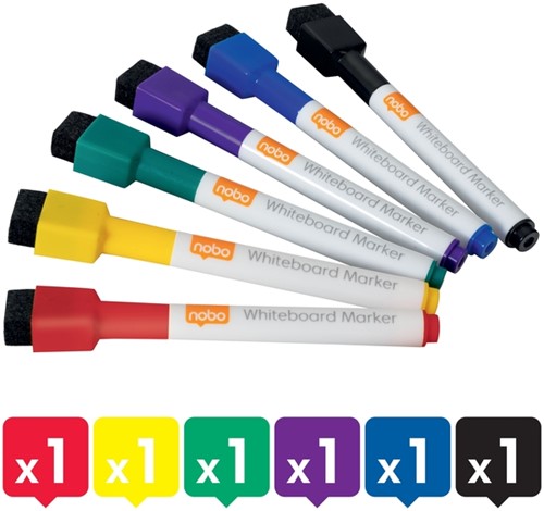 WHITEBOARDMARKER NOBO MINI ASSORTI 6 STUKS-2
