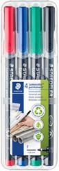 VILTSTIFT STAEDTLER LUMOCOLOR 318 PERMANENT F SET À 4 STUKS ASSORTI