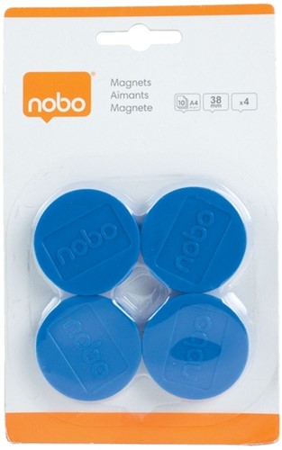 MAGNEET NOBO 38MM BLAUW 4 STUKS