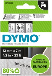LABELTAPE DYMO LABELMANAGER D1 POLYESTER 12MM ZWART OP TRANSPARANT