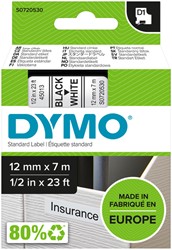 LABELTAPE DYMO LABELMANAGER D1 POLYESTER 12MMX7M ZWART OP WIT