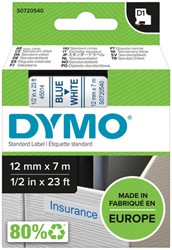 LABELTAPE DYMO LABELMANAGER D1 POLYESTER 12MM BLAUW OP WIT