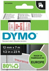 LABELTAPE DYMO LABELMANAGER D1 POLYESTER 12MM ROOD OP WIT